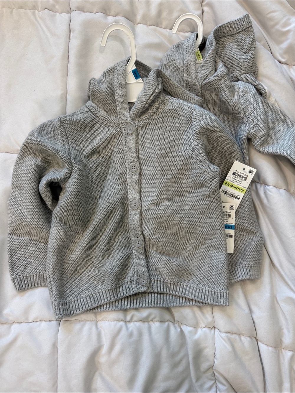 Baby Hooded Button-Front Knit Cardigan - Bunny Ears on Hood